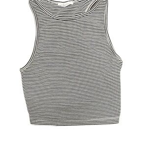 Zara black and white striped cropped tank